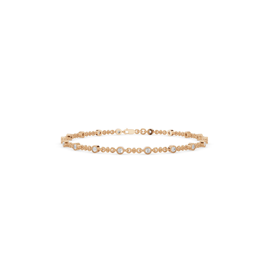 Bezel Set Diamond Milgrain Bracelet