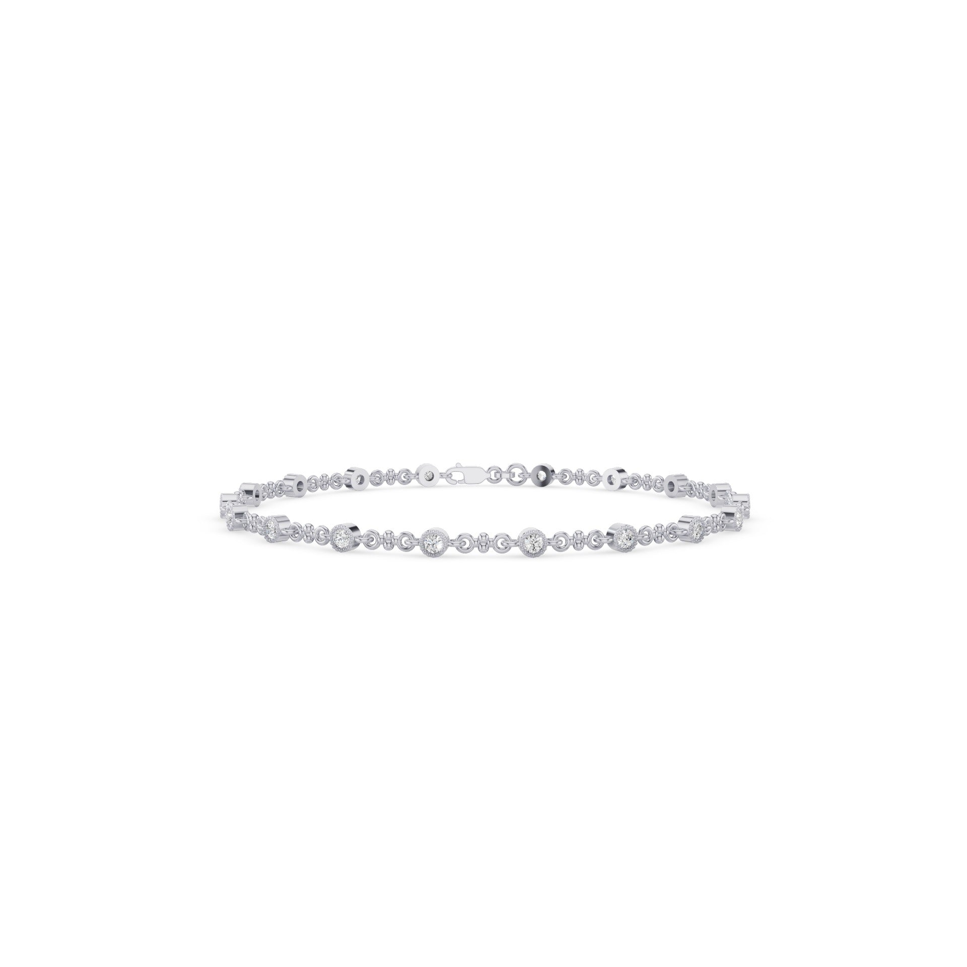 Bezel Set Diamond Milgrain Bracelet