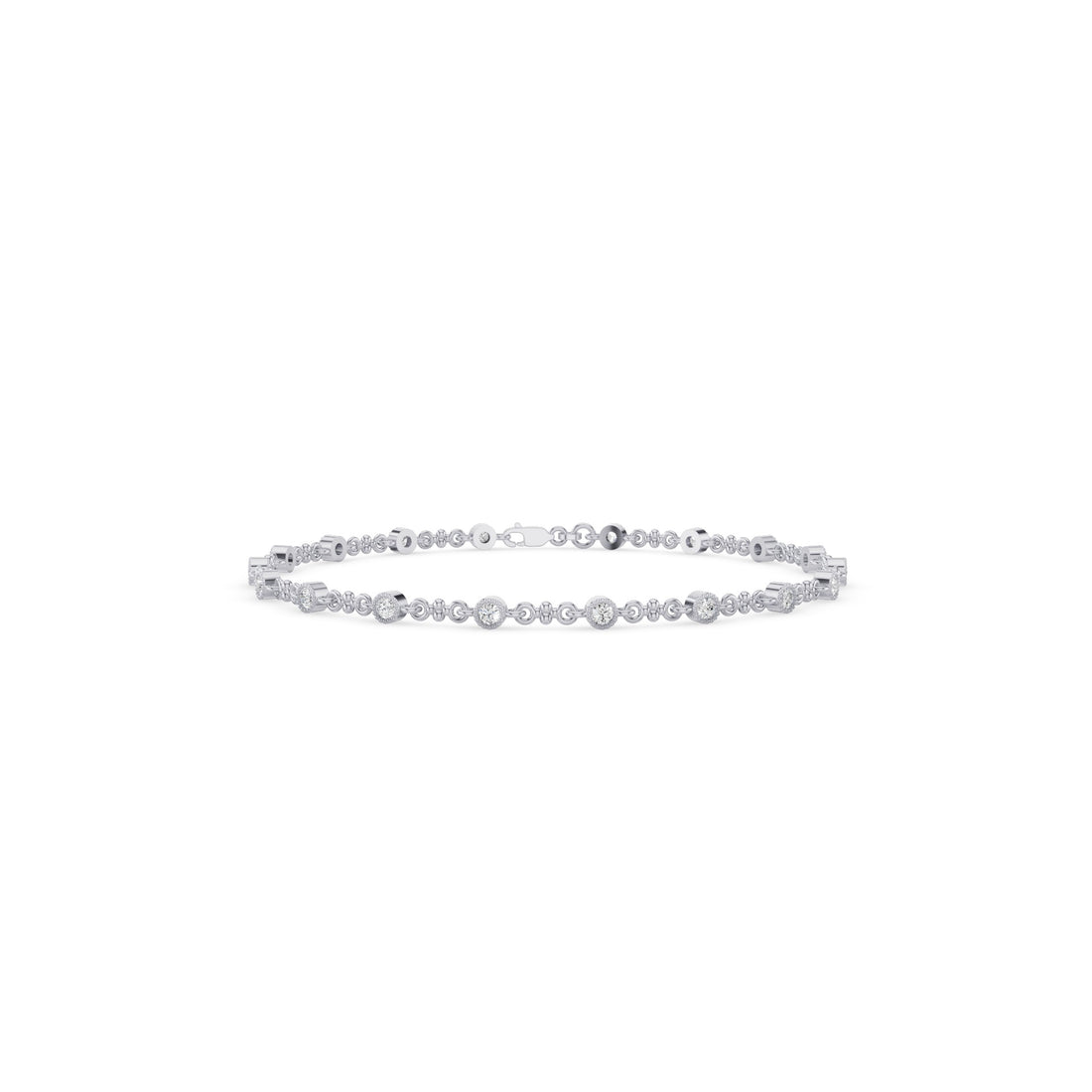 Bezel Set Diamond Milgrain Bracelet