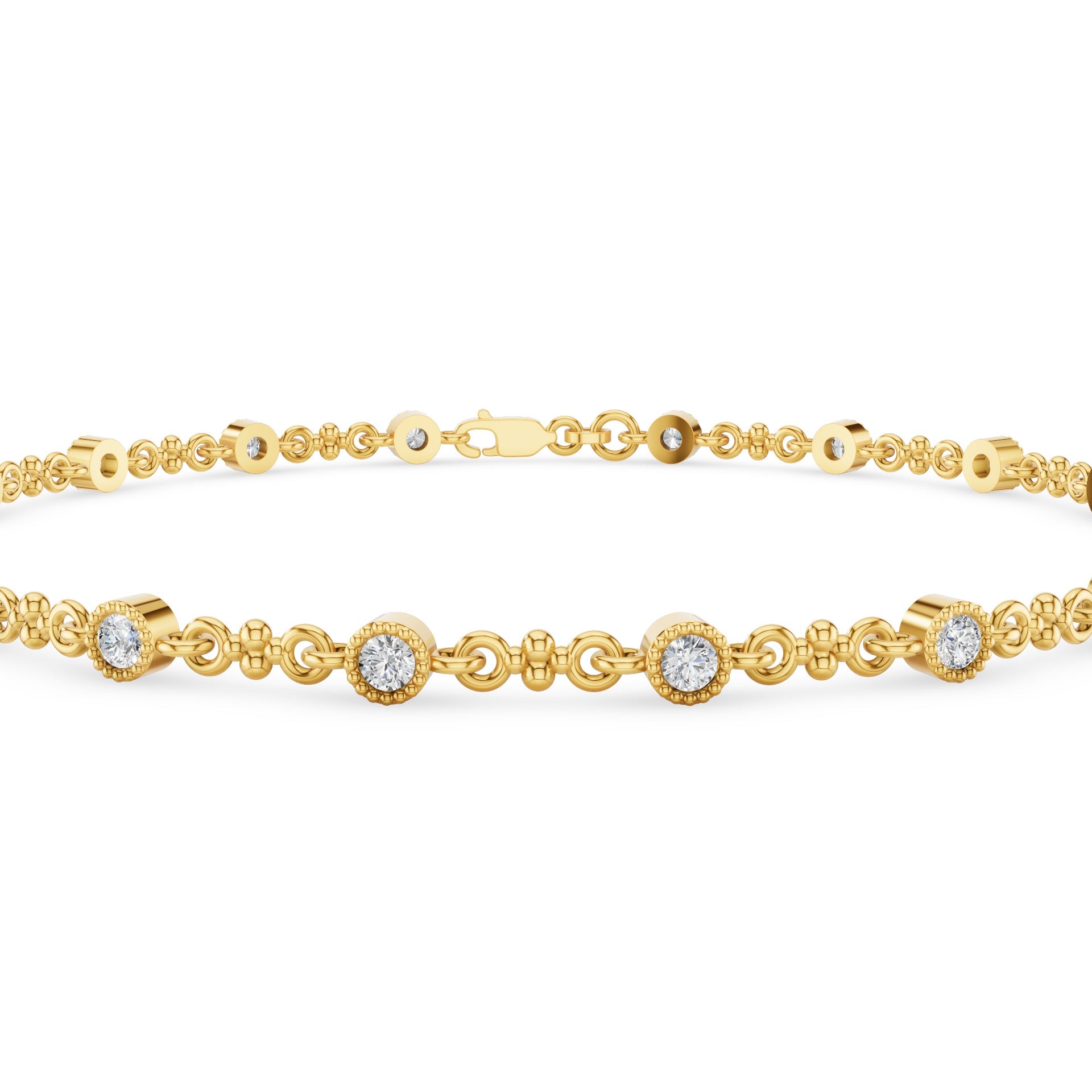 Bezel Set Diamond Milgrain Bracelet