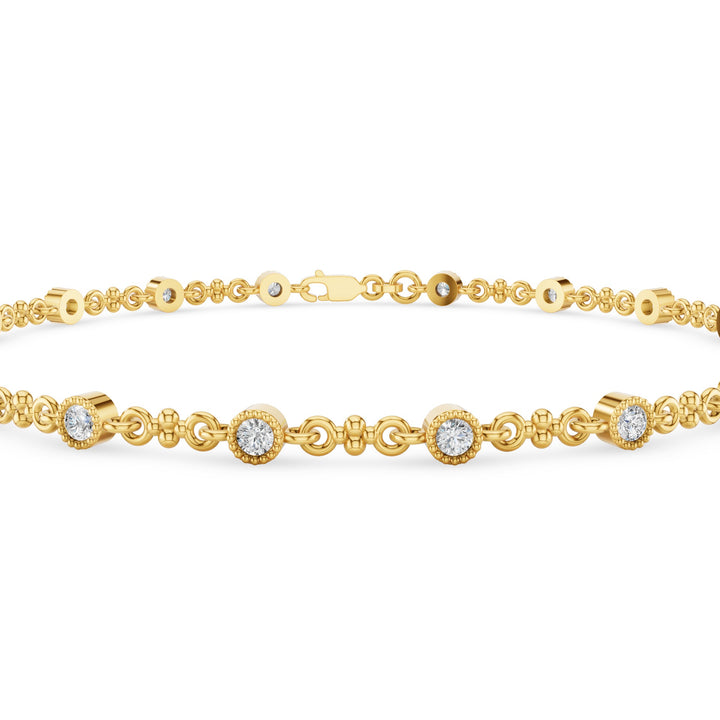 Bezel Set Diamond Milgrain Bracelet