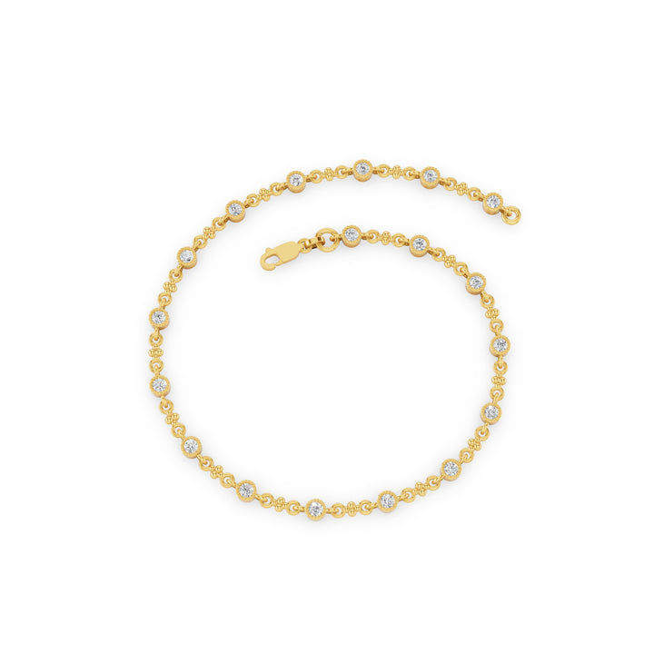 Bezel Set Diamond Milgrain Bracelet