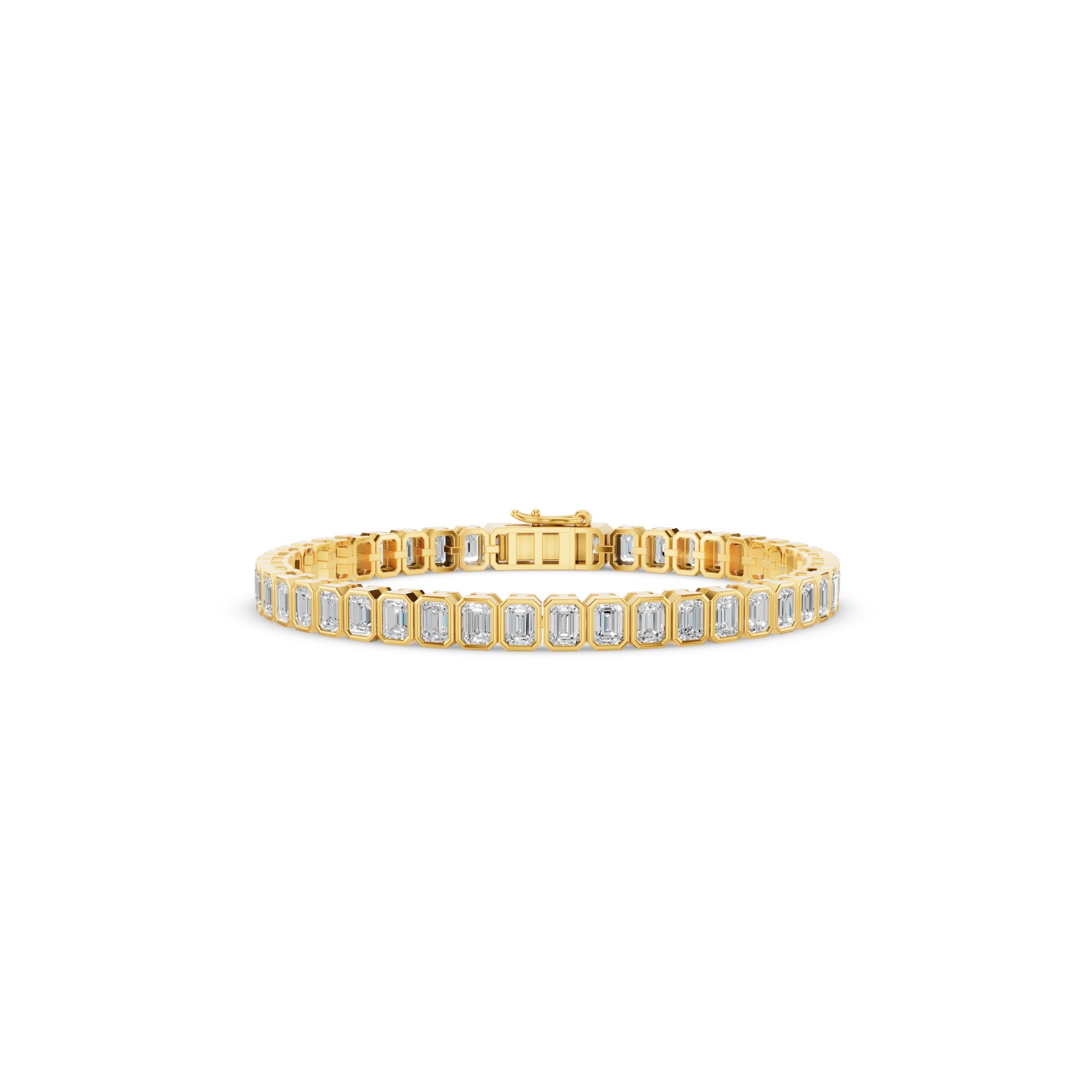 Bezel Set Emerald Cut Tennis Bracelet