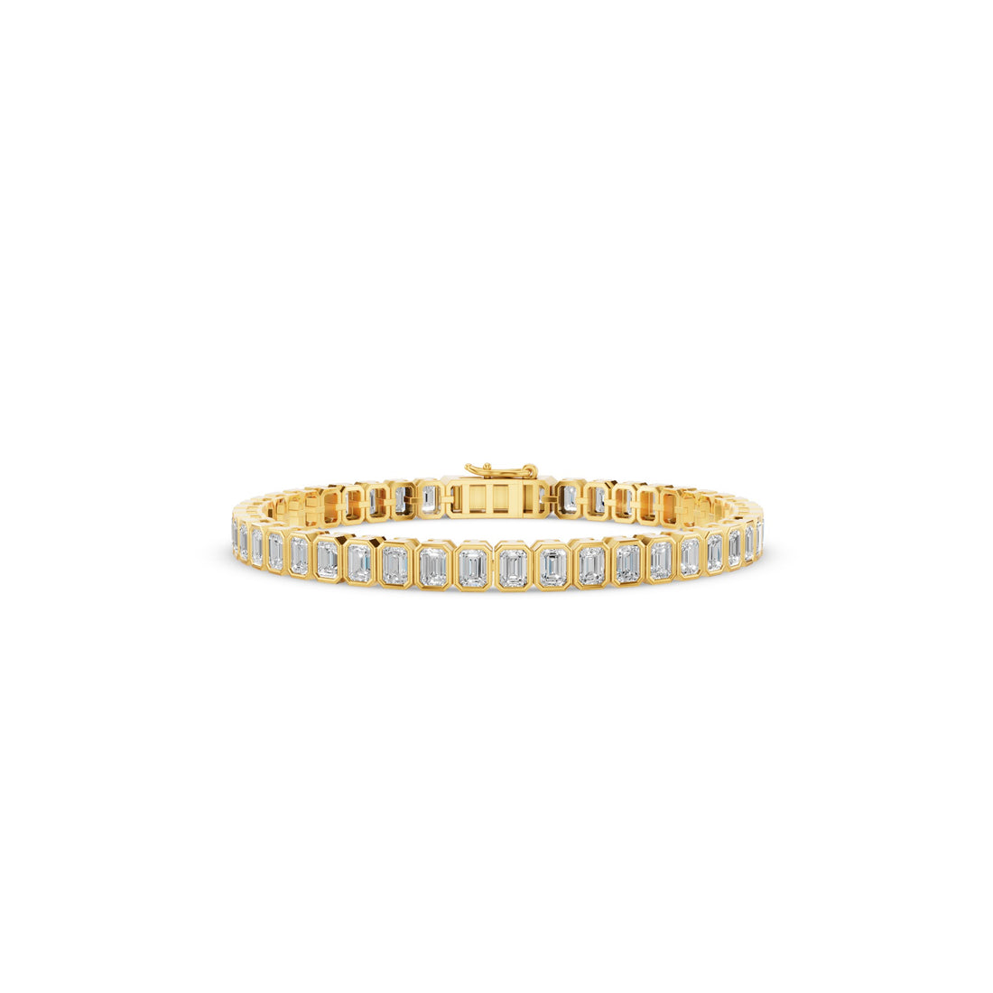 Bezel Set Emerald Cut Tennis Bracelet