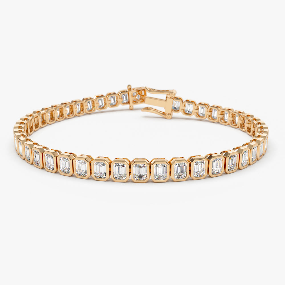 Bezel Set Emerald Cut Tennis Bracelet