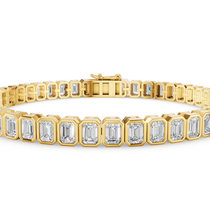 Bezel Set Emerald Cut Tennis Bracelet