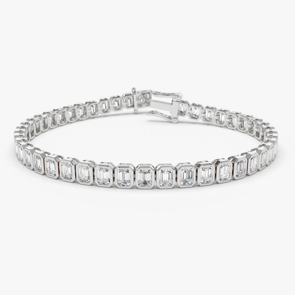 Bezel Set Emerald Cut Tennis Bracelet