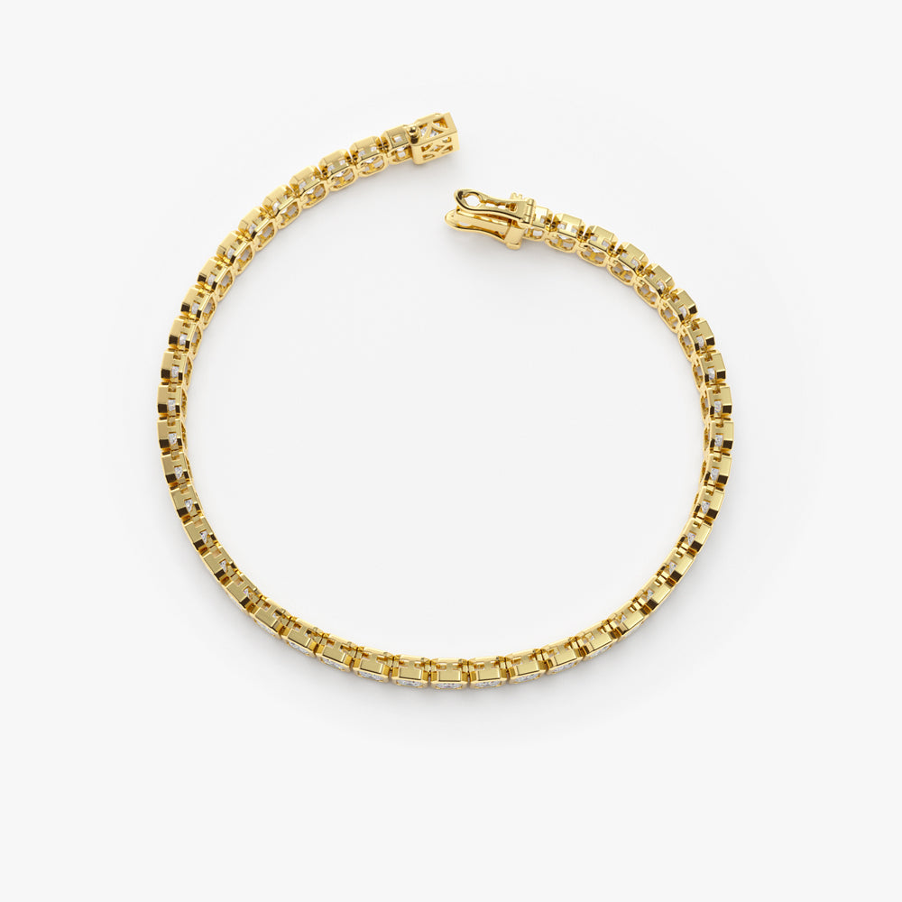 Bezel Set Emerald Cut Tennis Bracelet