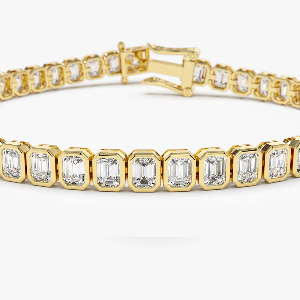 Bezel Set Emerald Cut Tennis Bracelet