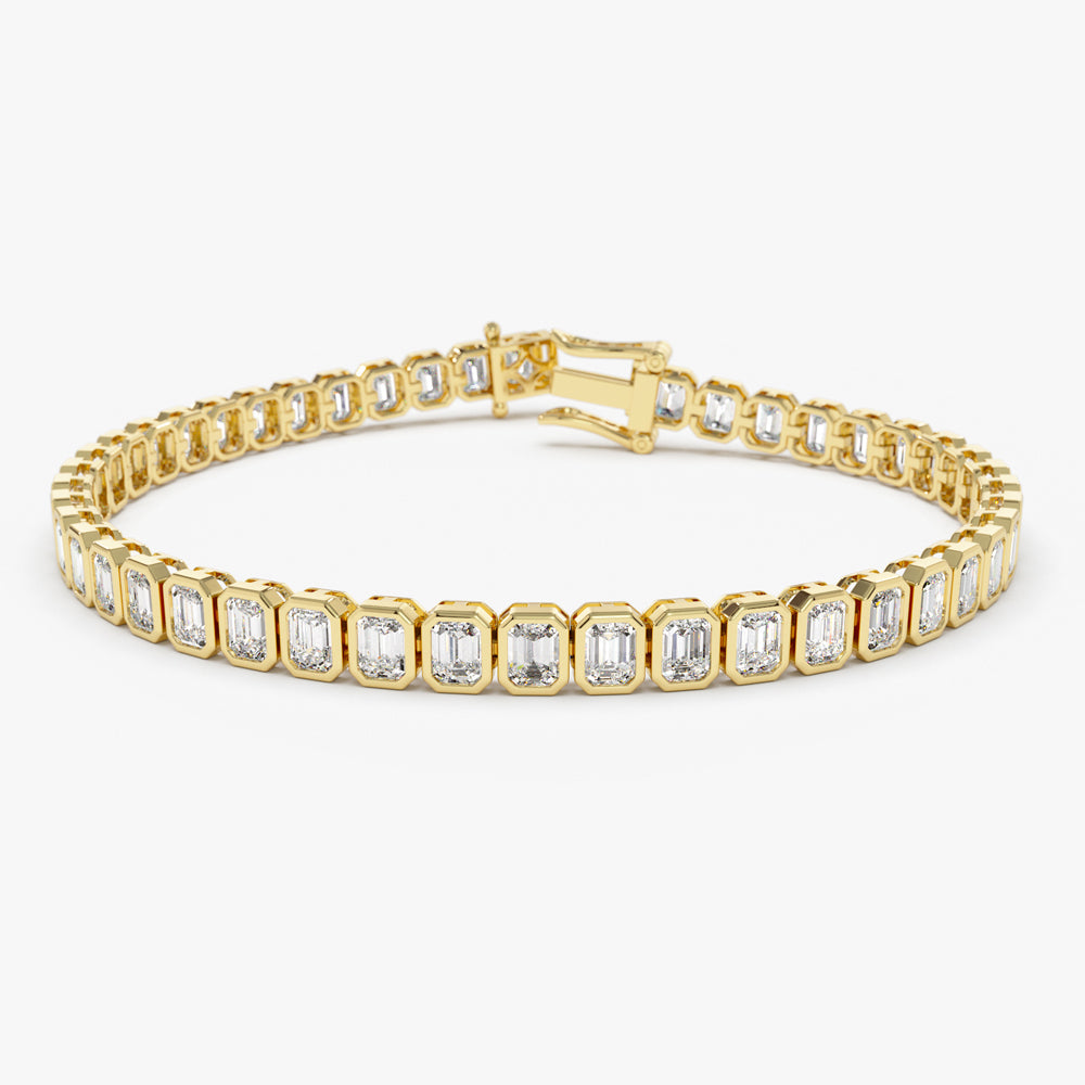 Bezel Set Emerald Cut Tennis Bracelet