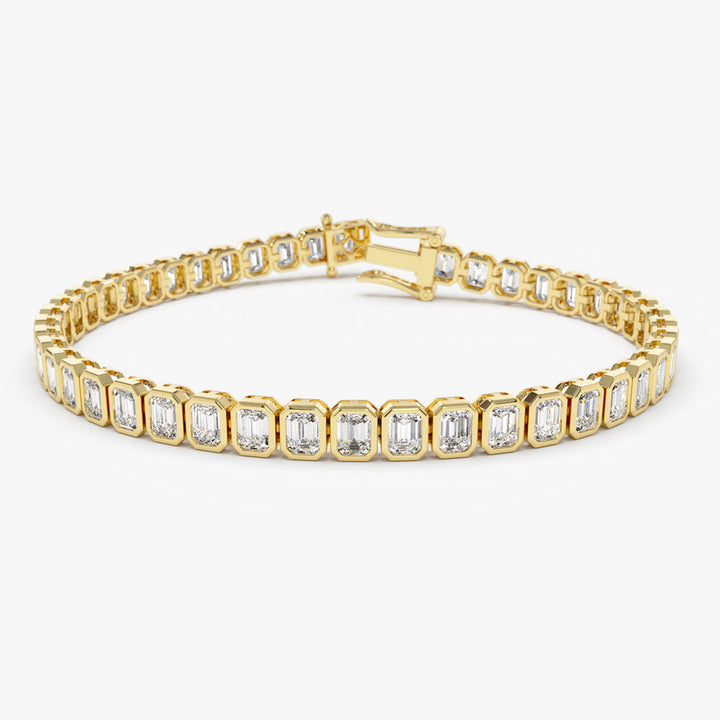 Bezel Set Emerald Cut Tennis Bracelet