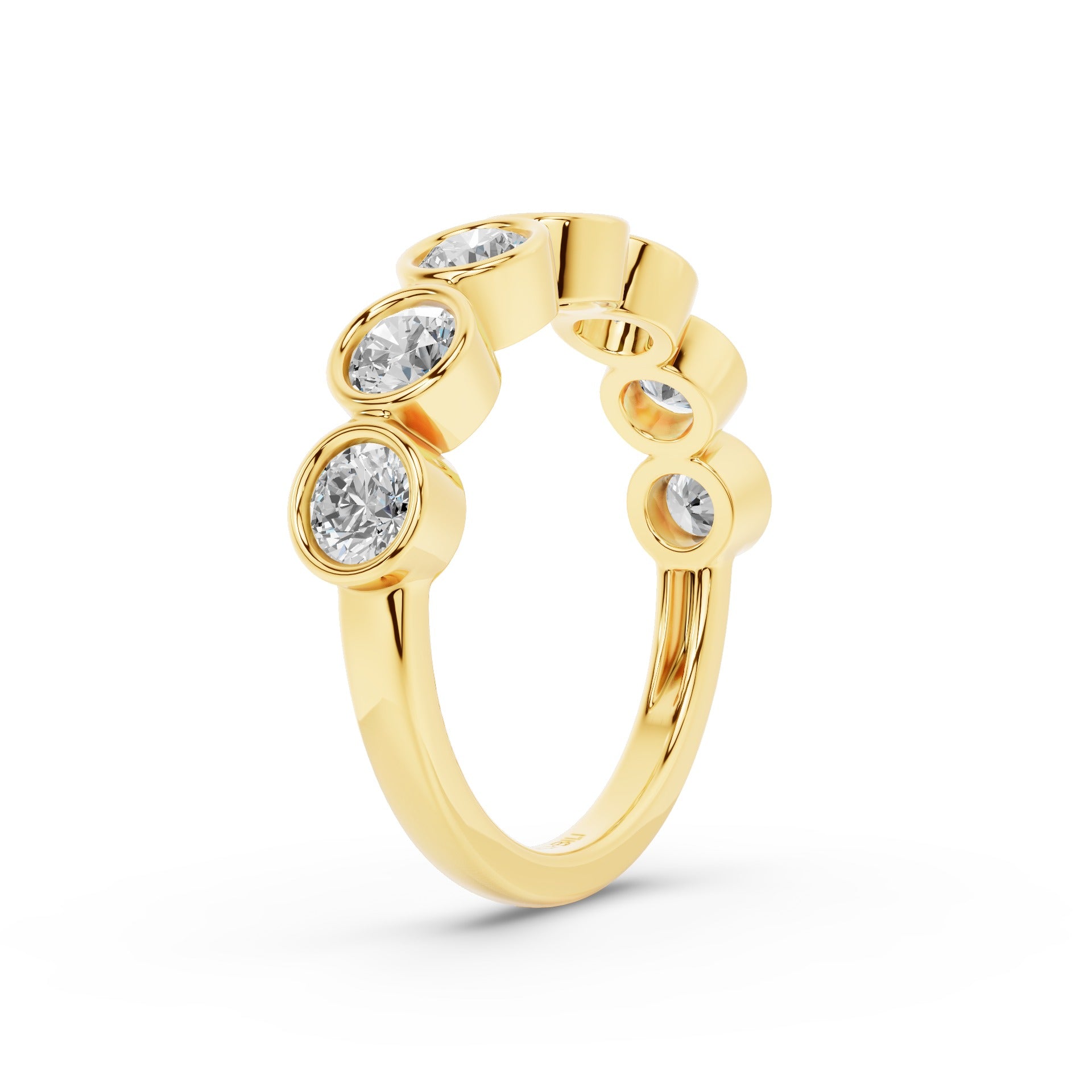 Bezel Setting Nine Stone Round Lab Grown Diamond Wedding Ring
