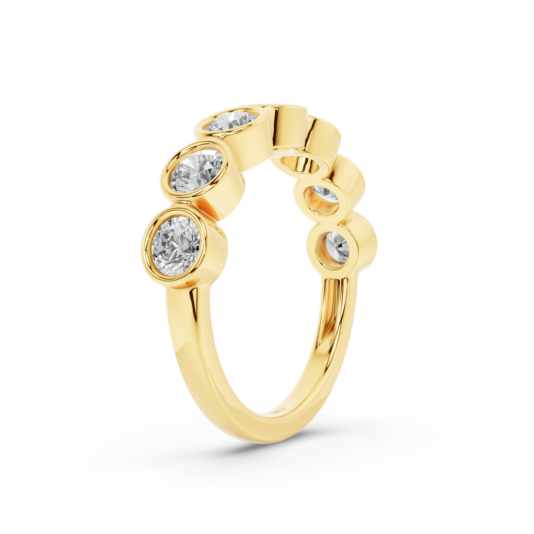 Bezel Setting Nine Stone Round Lab Grown Diamond Wedding Ring