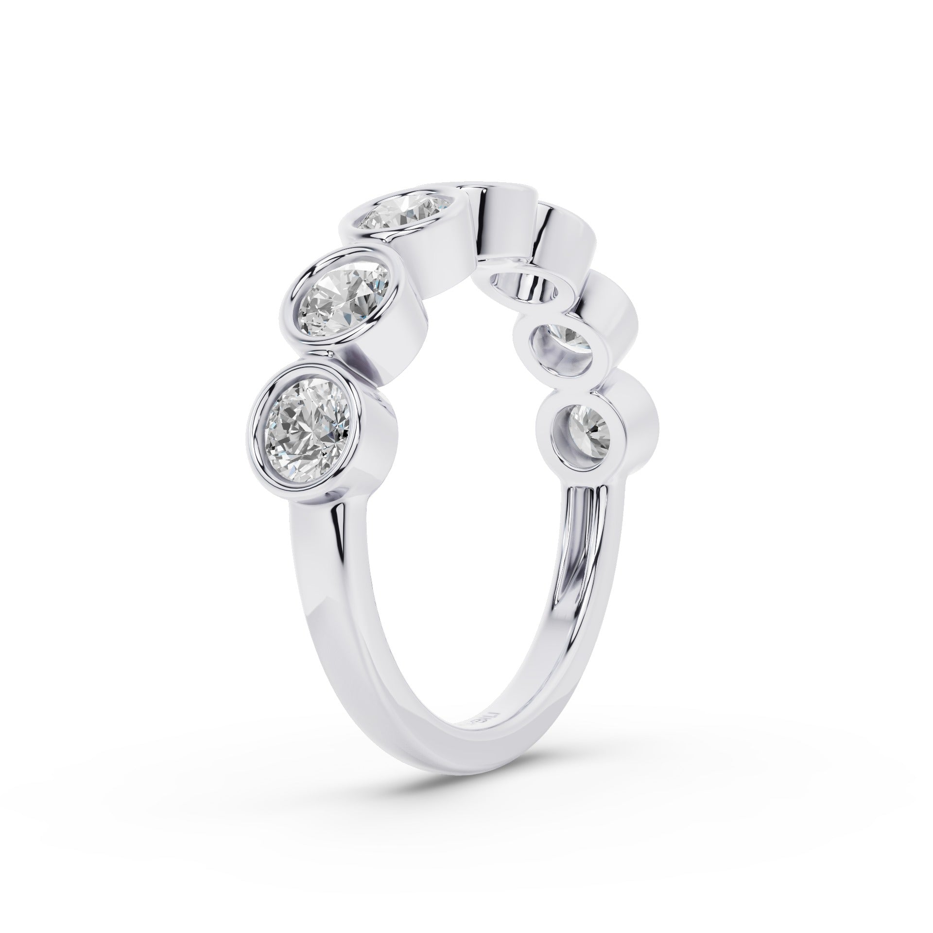 Bezel Setting Nine Stone Round Lab Grown Diamond Wedding Ring