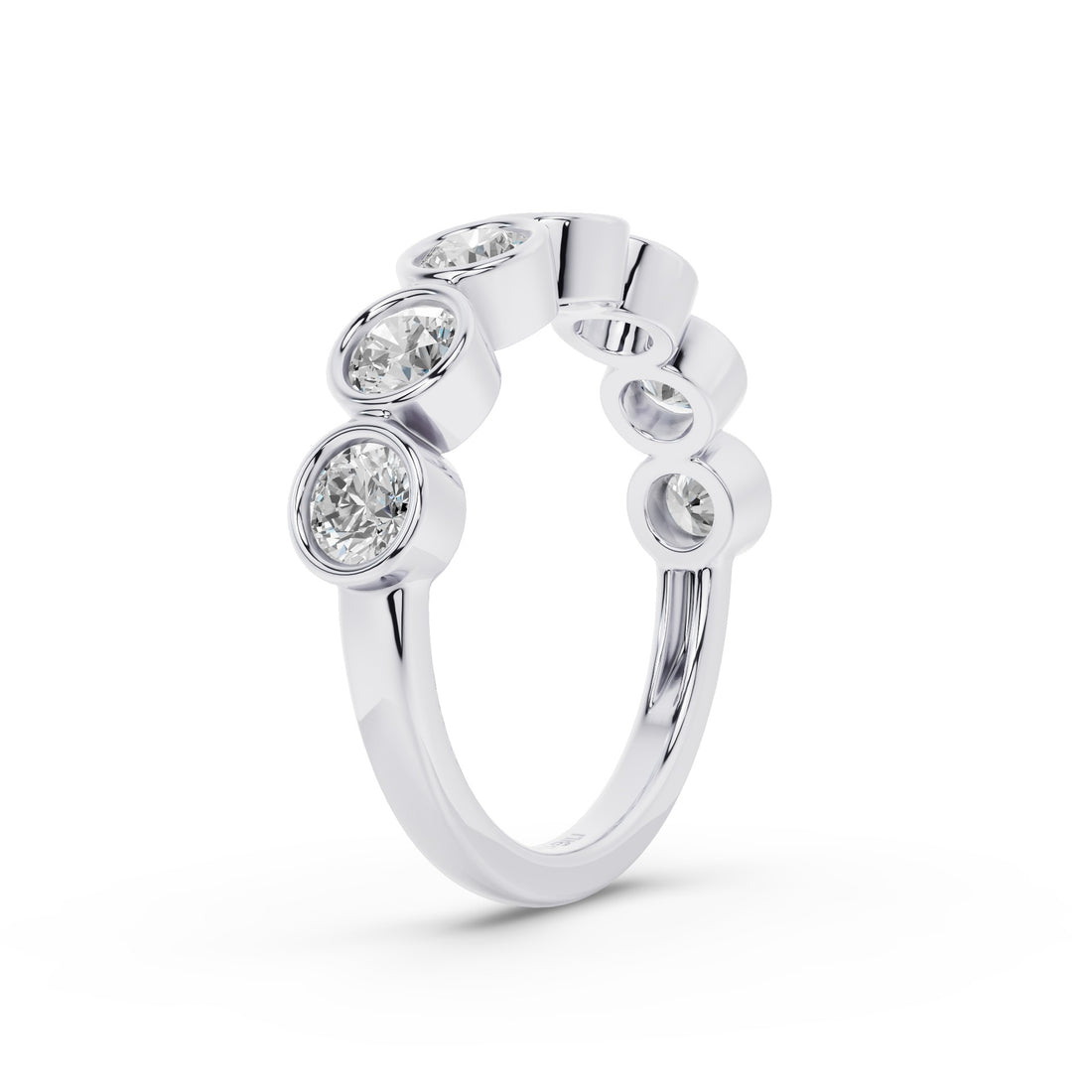Bezel Setting Nine Stone Round Lab Grown Diamond Wedding Ring