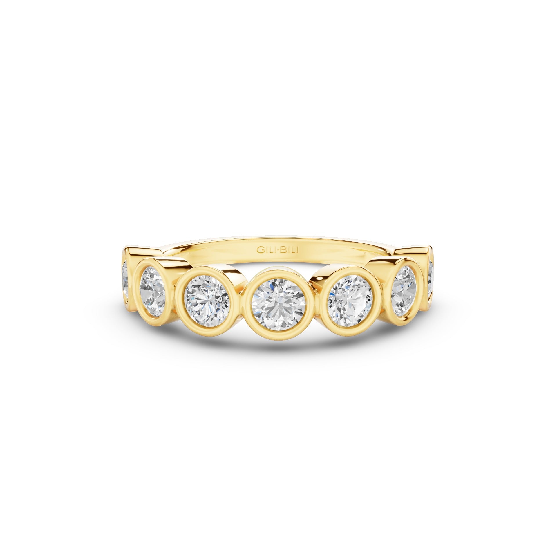 Bezel Setting Nine Stone Round Lab Grown Diamond Wedding Ring