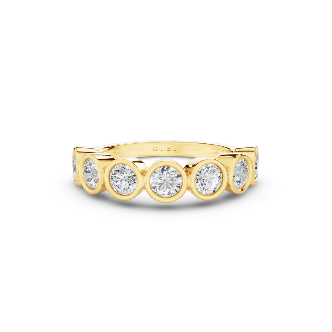 Bezel Setting Nine Stone Round Lab Grown Diamond Wedding Ring