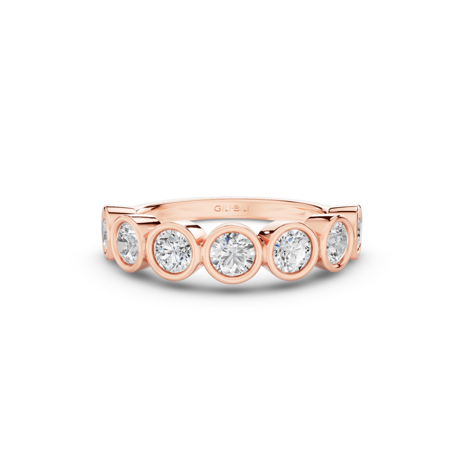 Bezel Setting Nine Stone Round Lab Grown Diamond Wedding Ring