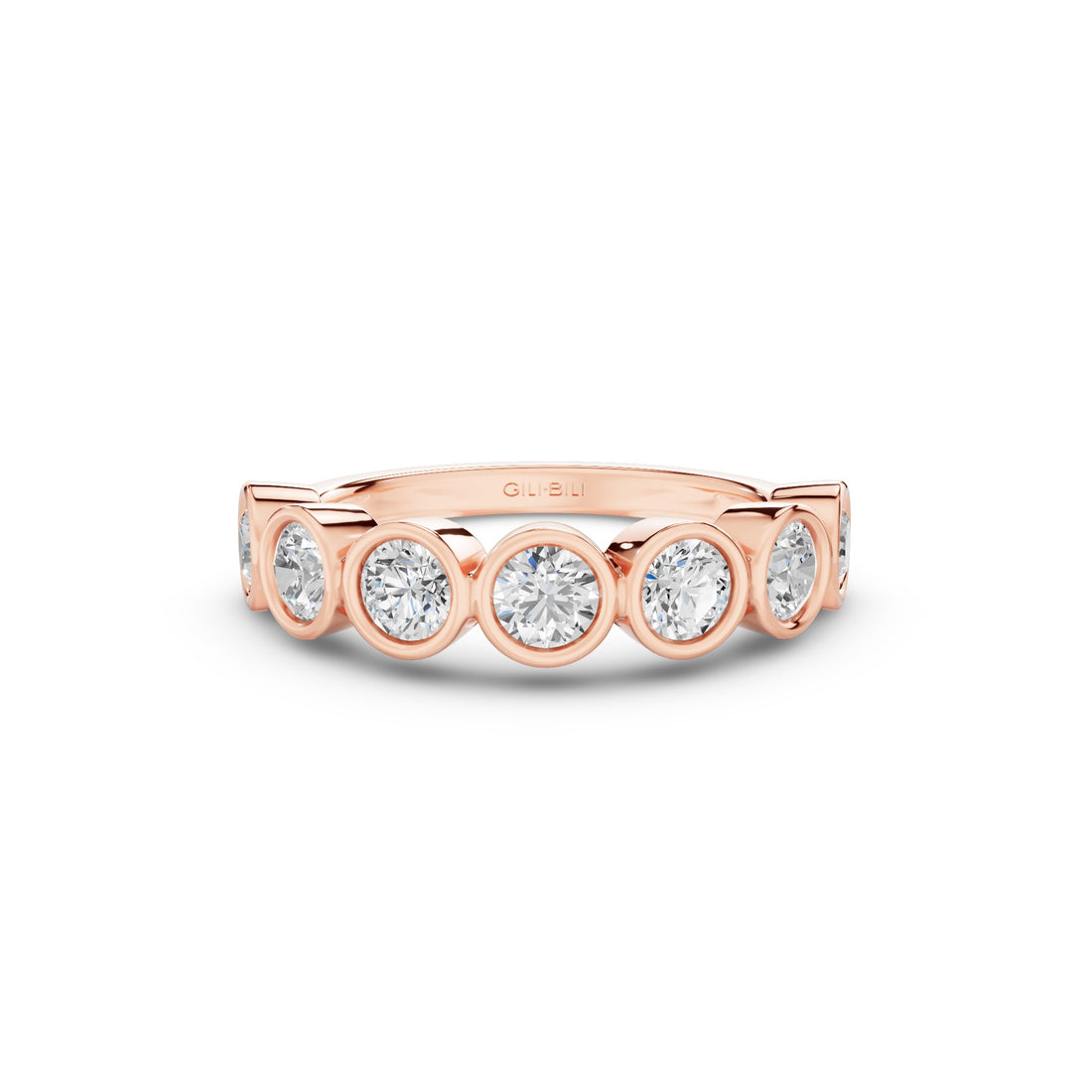 Bezel Setting Nine Stone Round Lab Grown Diamond Wedding Ring