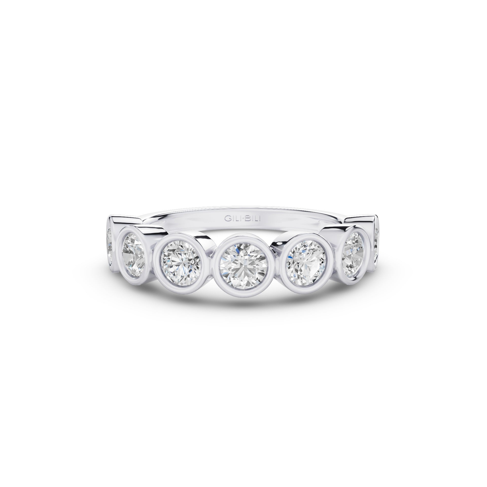 Bezel Setting Nine Stone Round Lab Grown Diamond Wedding Ring