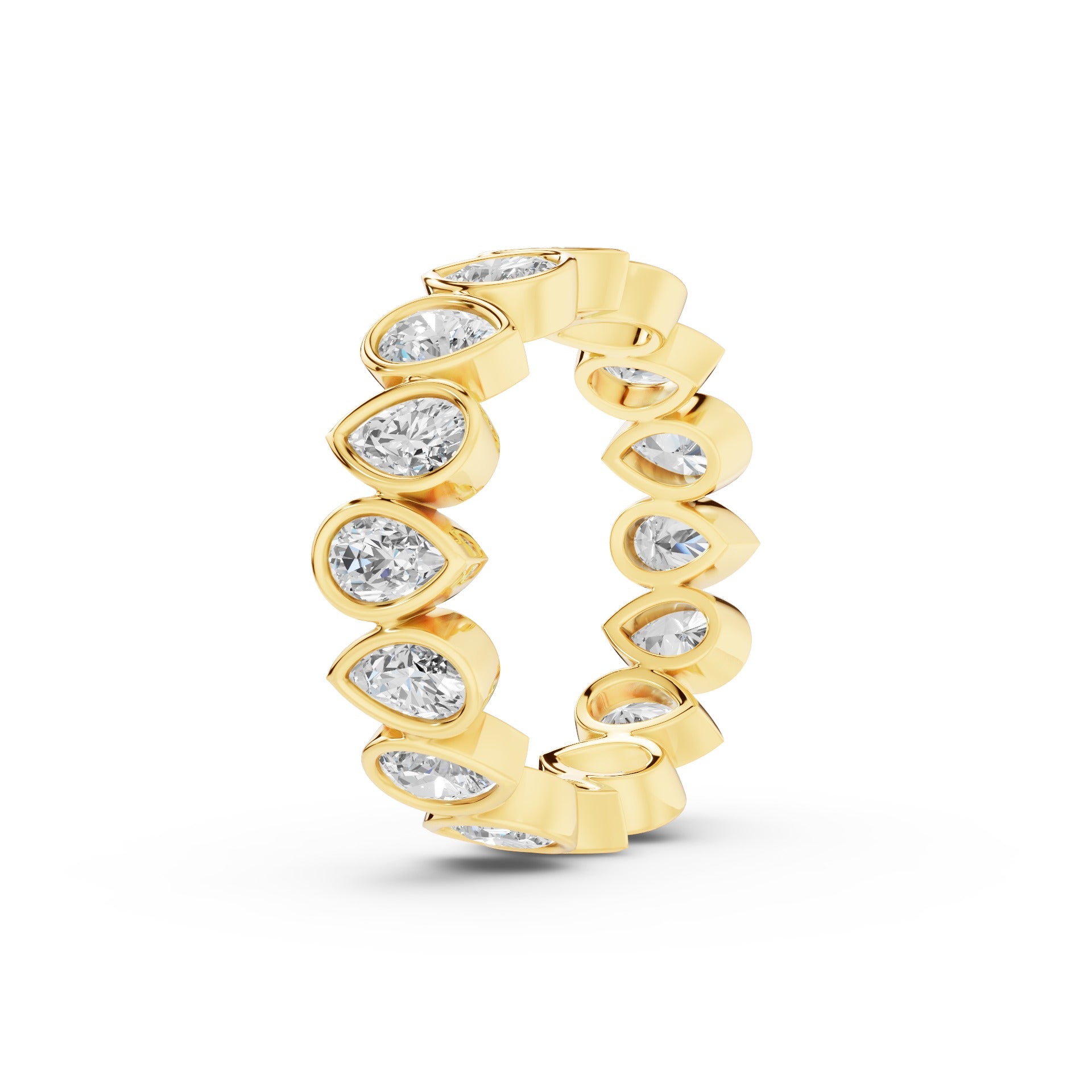 Bezel Setting Pear Shaped Lab Grown Diamond Eternity Ring