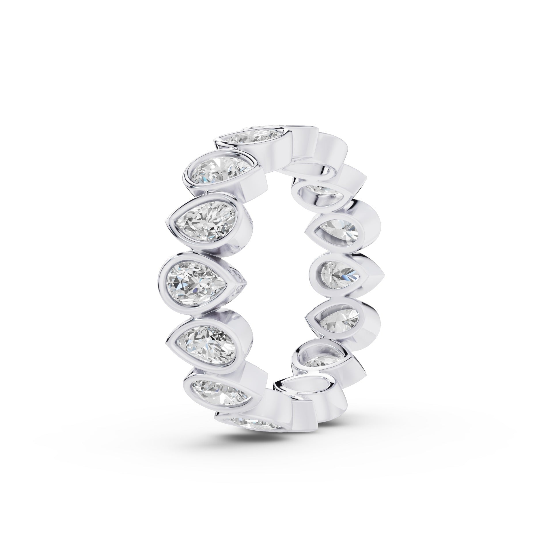 Bezel Setting Pear Shaped Lab Grown Diamond Eternity Ring