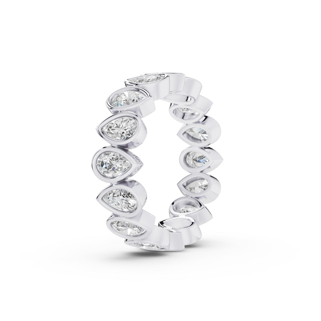 Bezel Setting Pear Shaped Lab Grown Diamond Eternity Ring