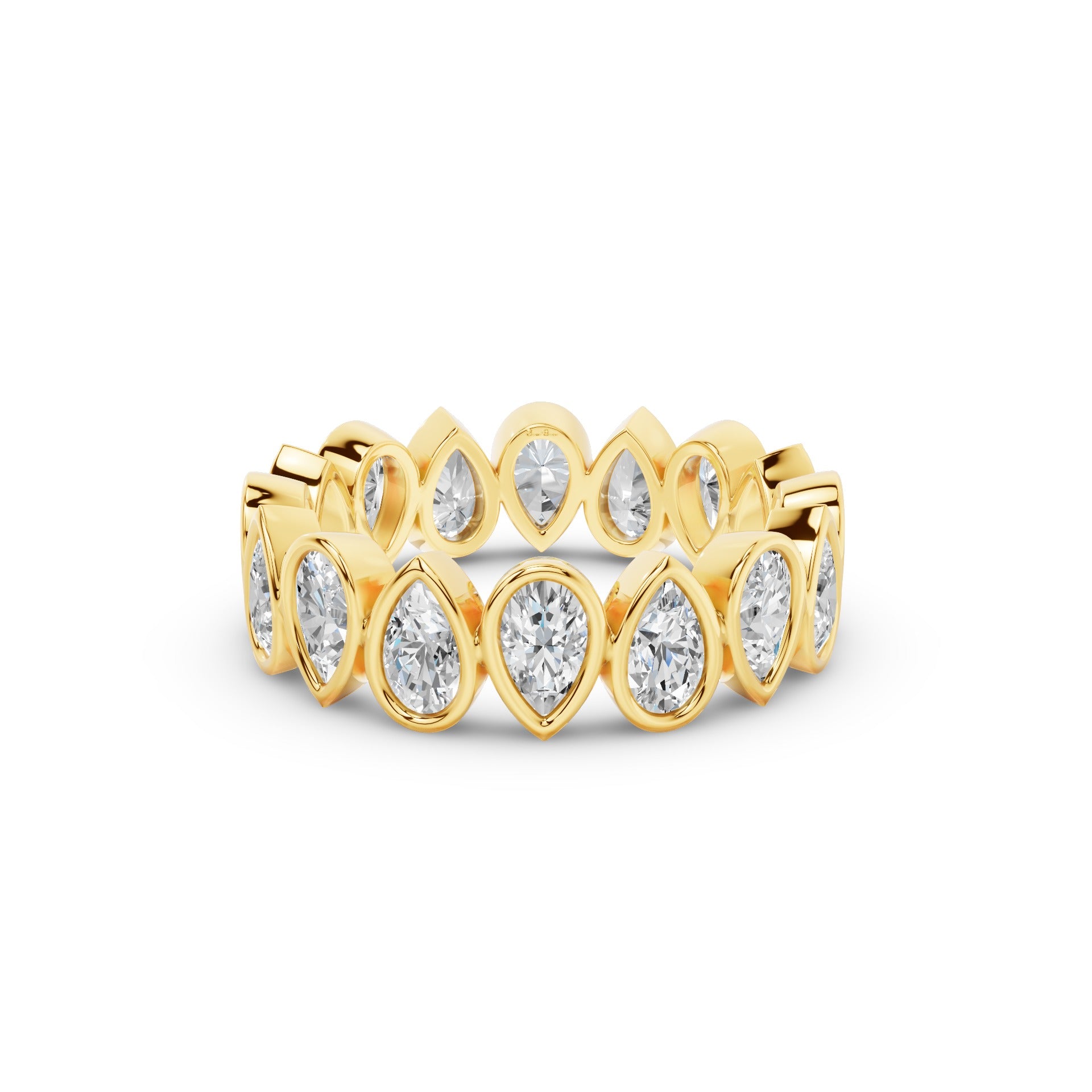 Bezel Setting Pear Shaped Lab Grown Diamond Eternity Ring