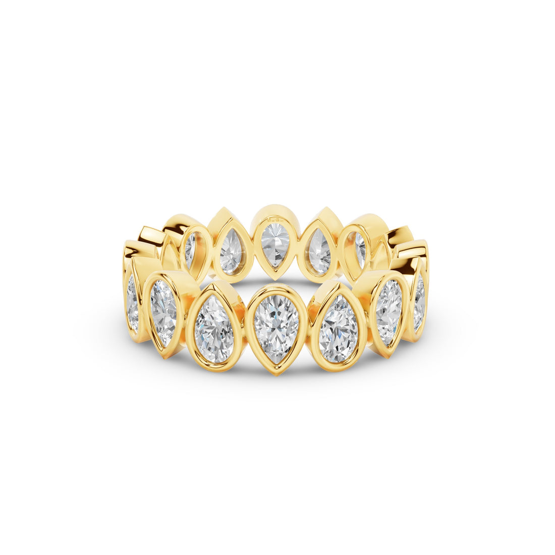 Bezel Setting Pear Shaped Lab Grown Diamond Eternity Ring