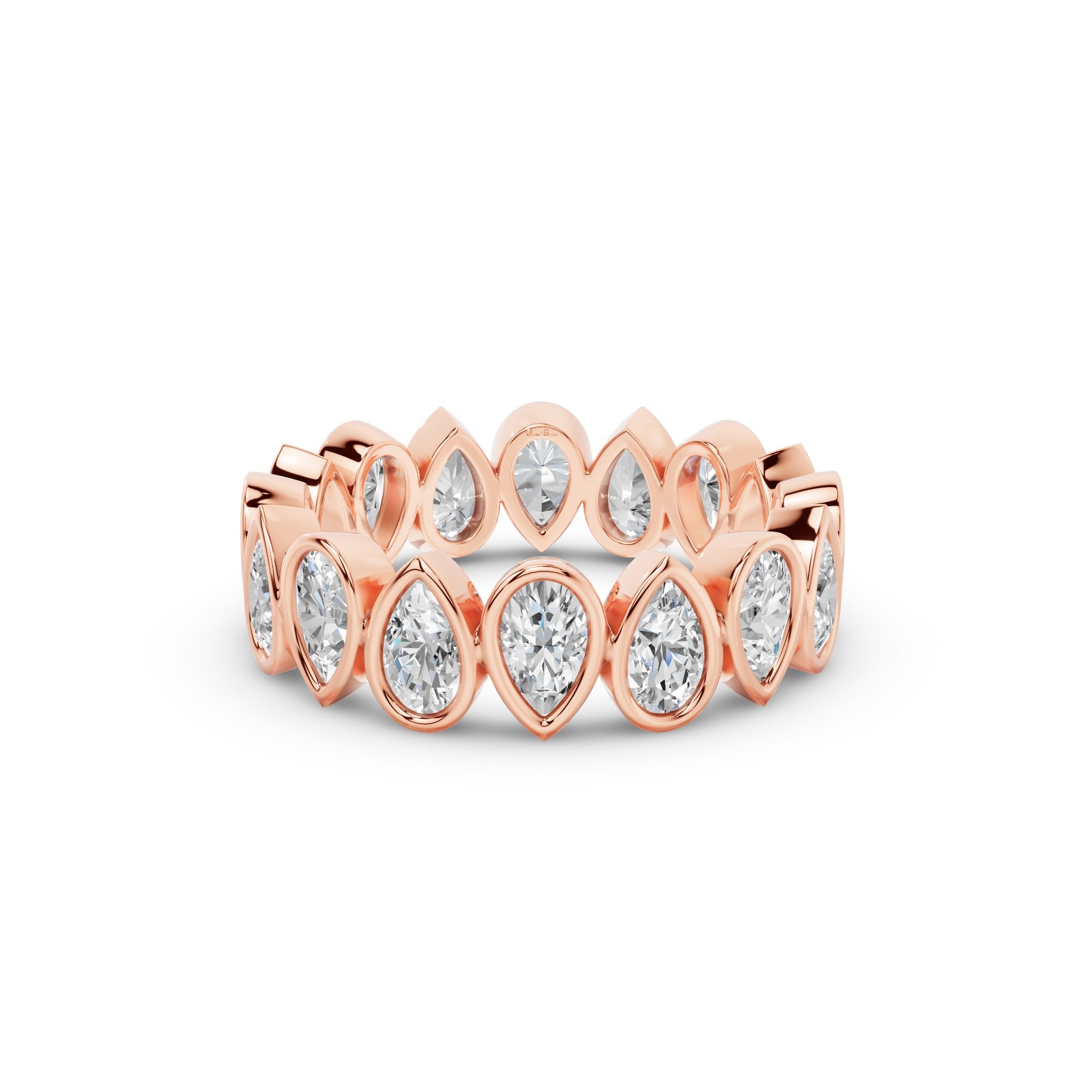 Bezel Setting Pear Shaped Lab Grown Diamond Eternity Ring
