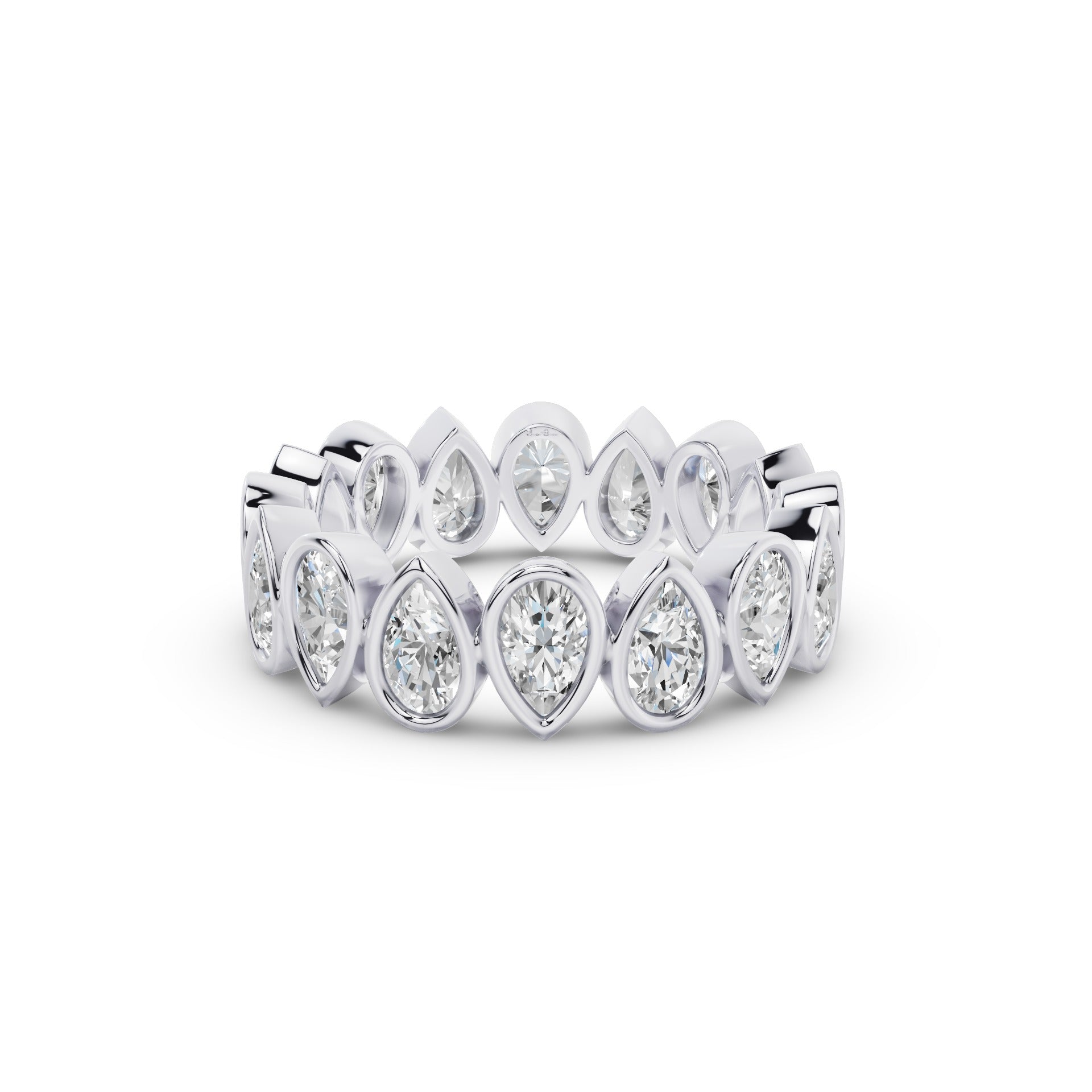 Bezel Setting Pear Shaped Lab Grown Diamond Eternity Ring