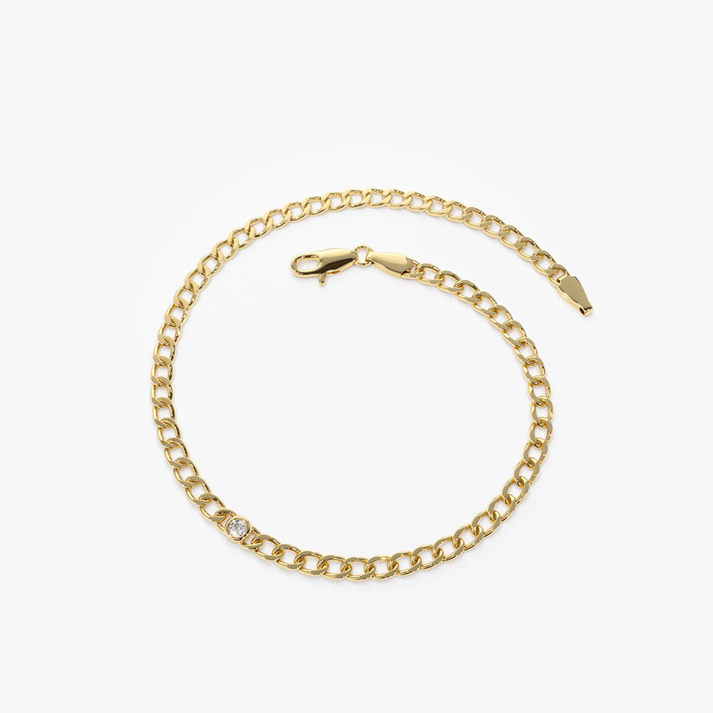 Bezel Set Diamond Cuban Link Bracelet