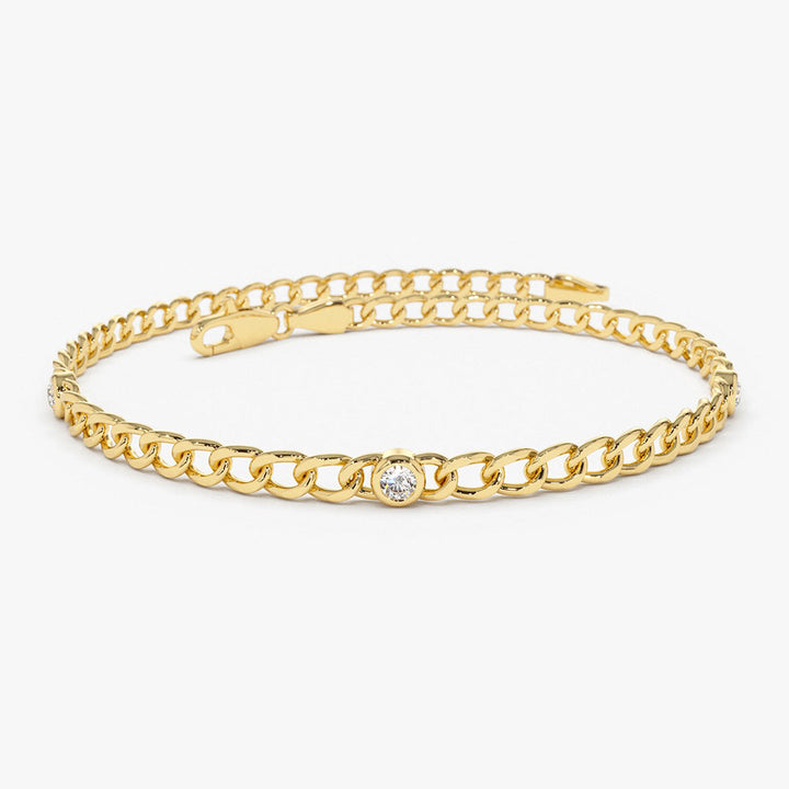 Bezel Set Diamond Cuban Link Bracelet