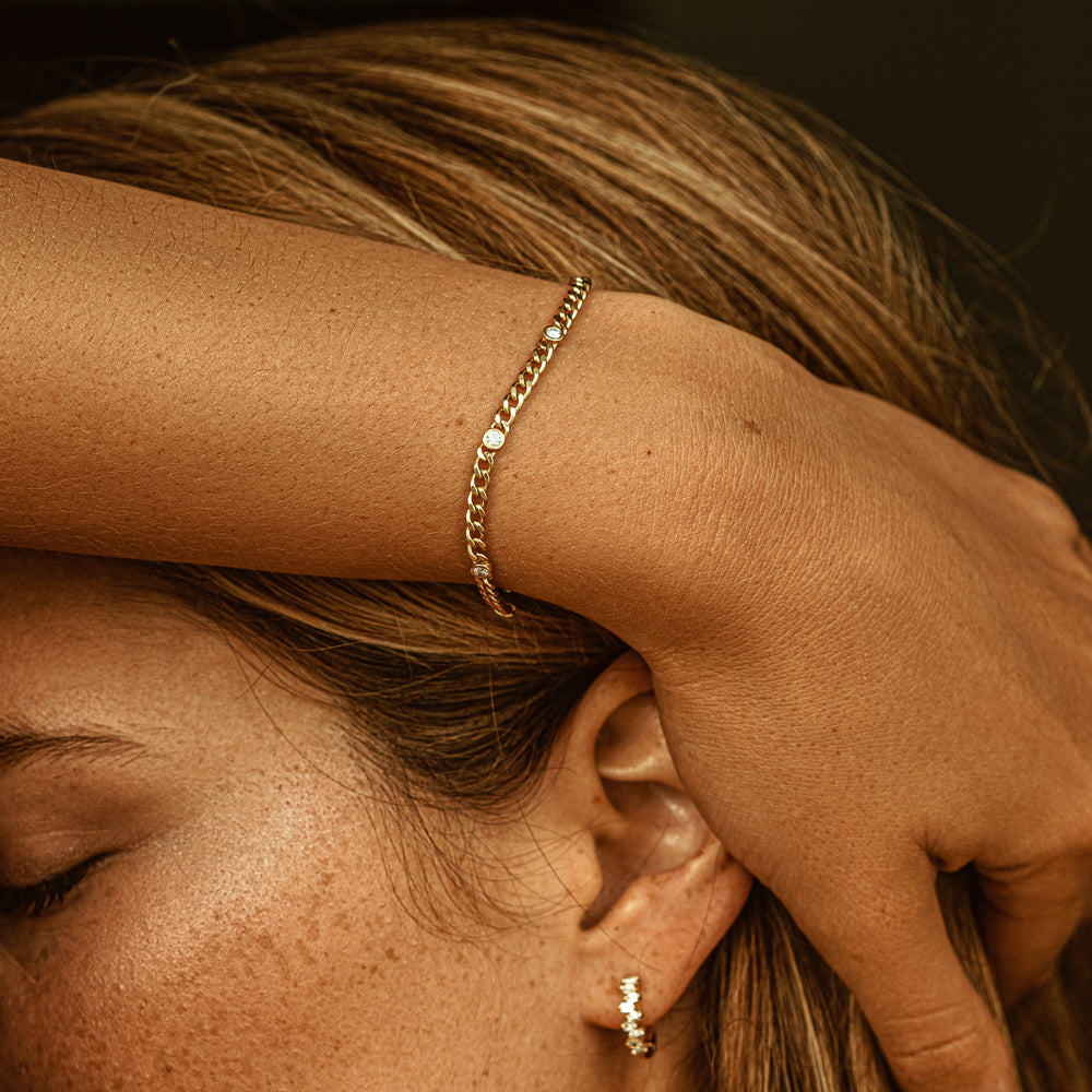 Bezel Set Diamond Cuban Link Bracelet
