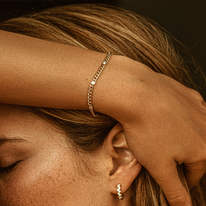 Bezel Set Diamond Cuban Link Bracelet