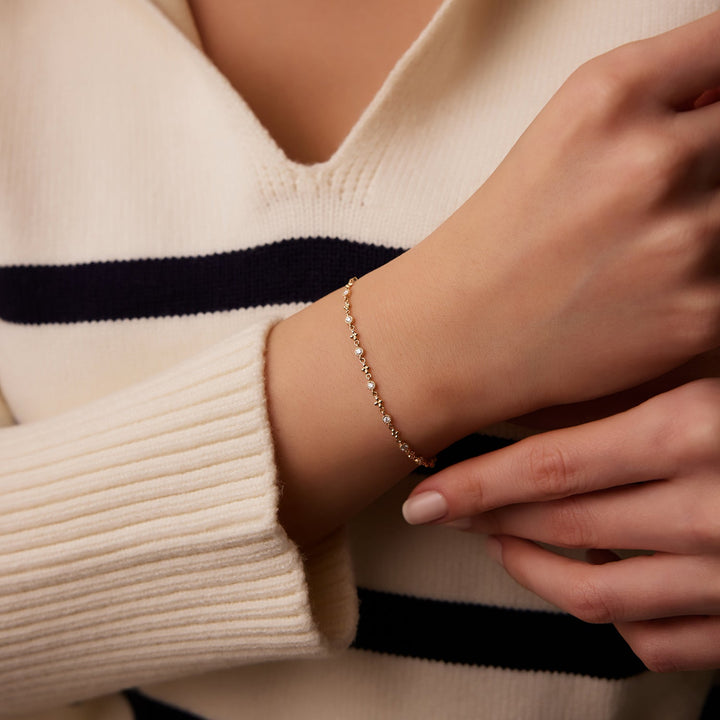 Bezel Set Diamond Milgrain Bracelet