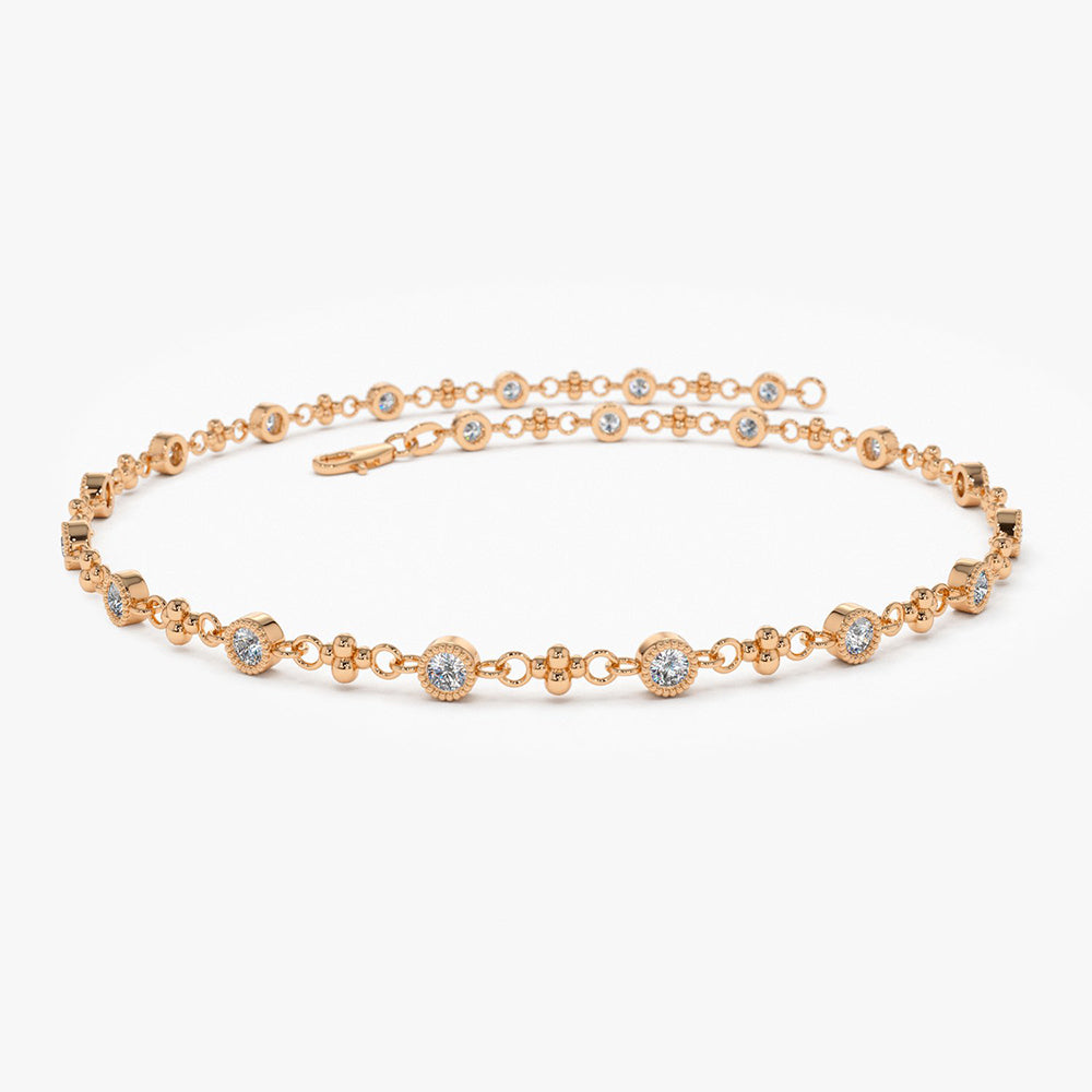 Bezel Set Diamond Milgrain Bracelet