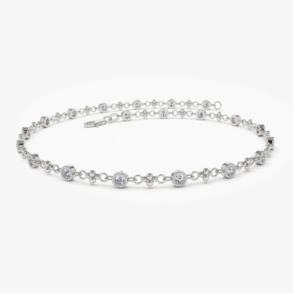 Bezel Set Diamond Milgrain Bracelet