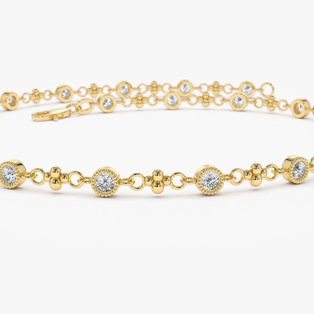 Bezel Set Diamond Milgrain Bracelet