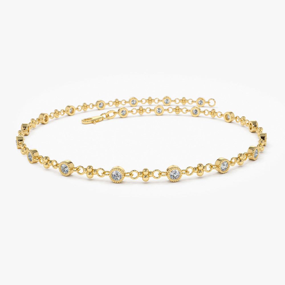 Bezel Set Diamond Milgrain Bracelet