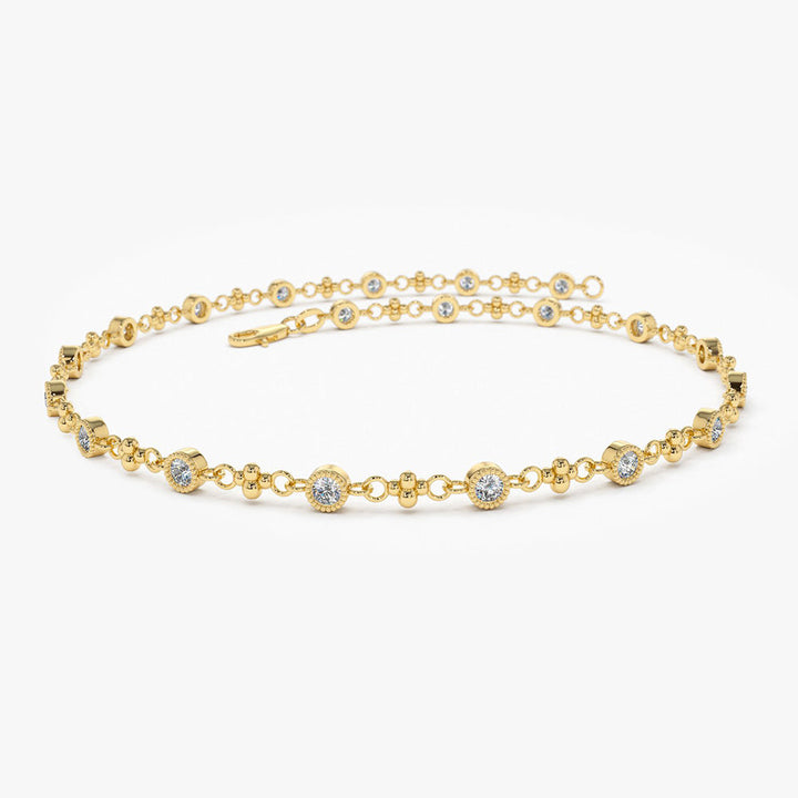 Bezel Set Diamond Milgrain Bracelet