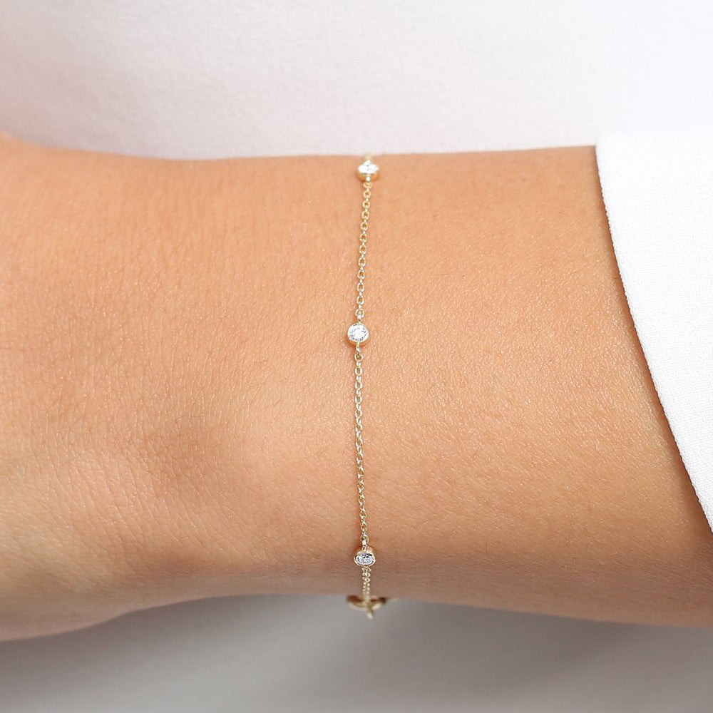 Bezel Set Diamond Yard Bracelet