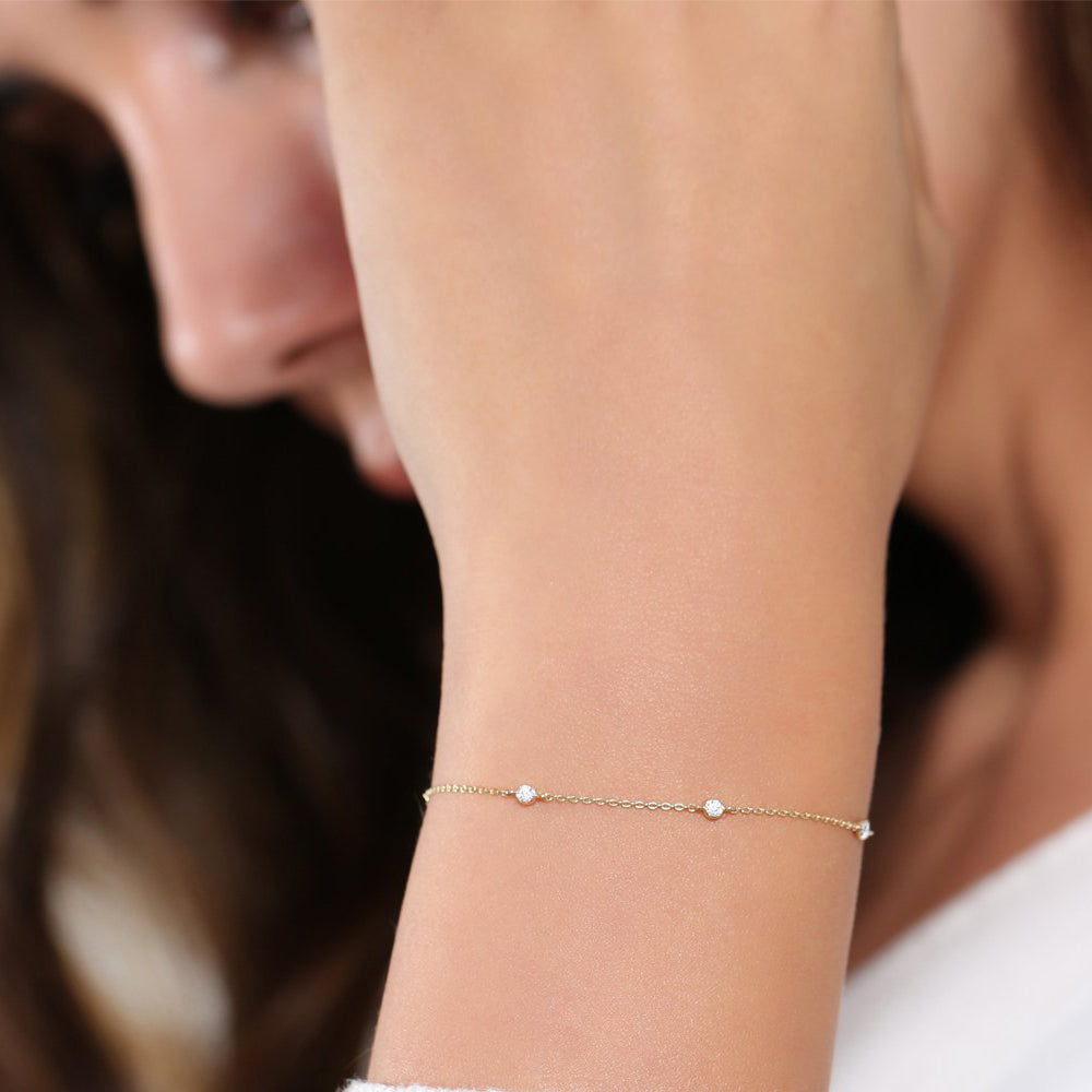 Bezel Set Diamond Yard Bracelet