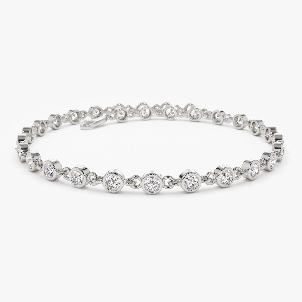 Bezel Set Round Diamond Tennis Bracelet
