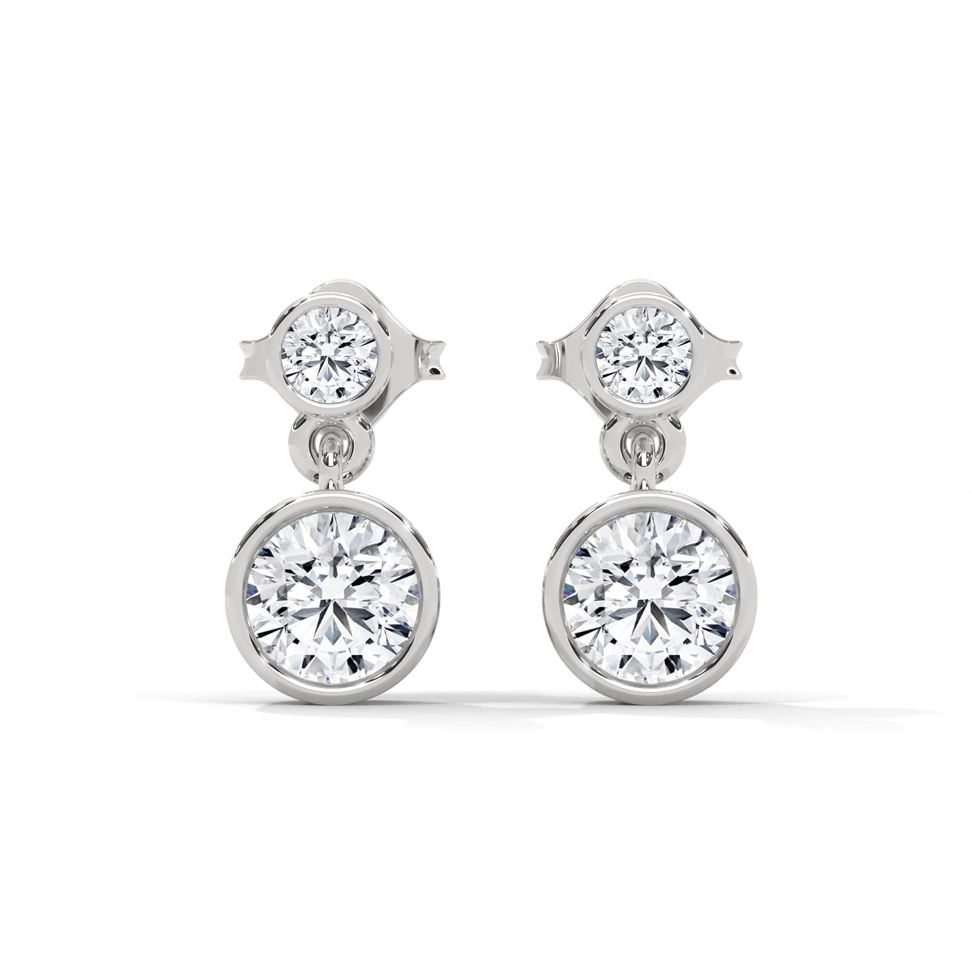 Pair of diamond earrings on a white background
