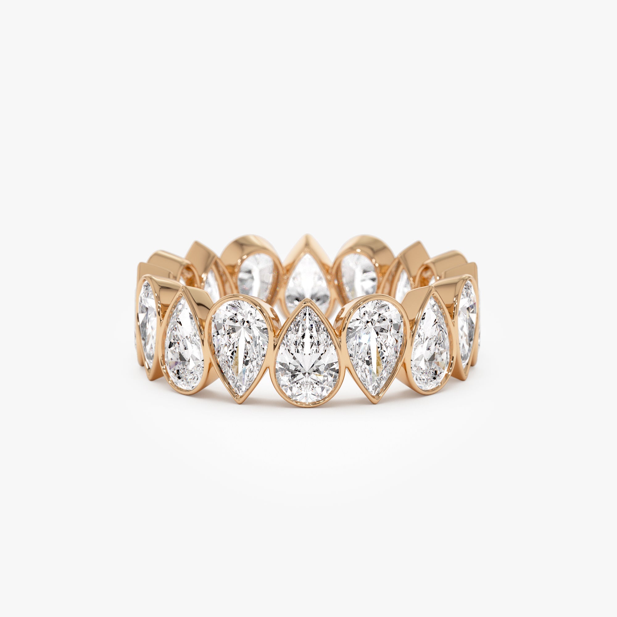 Bezel Setting Pear Shaped Lab Grown Diamond Eternity Ring