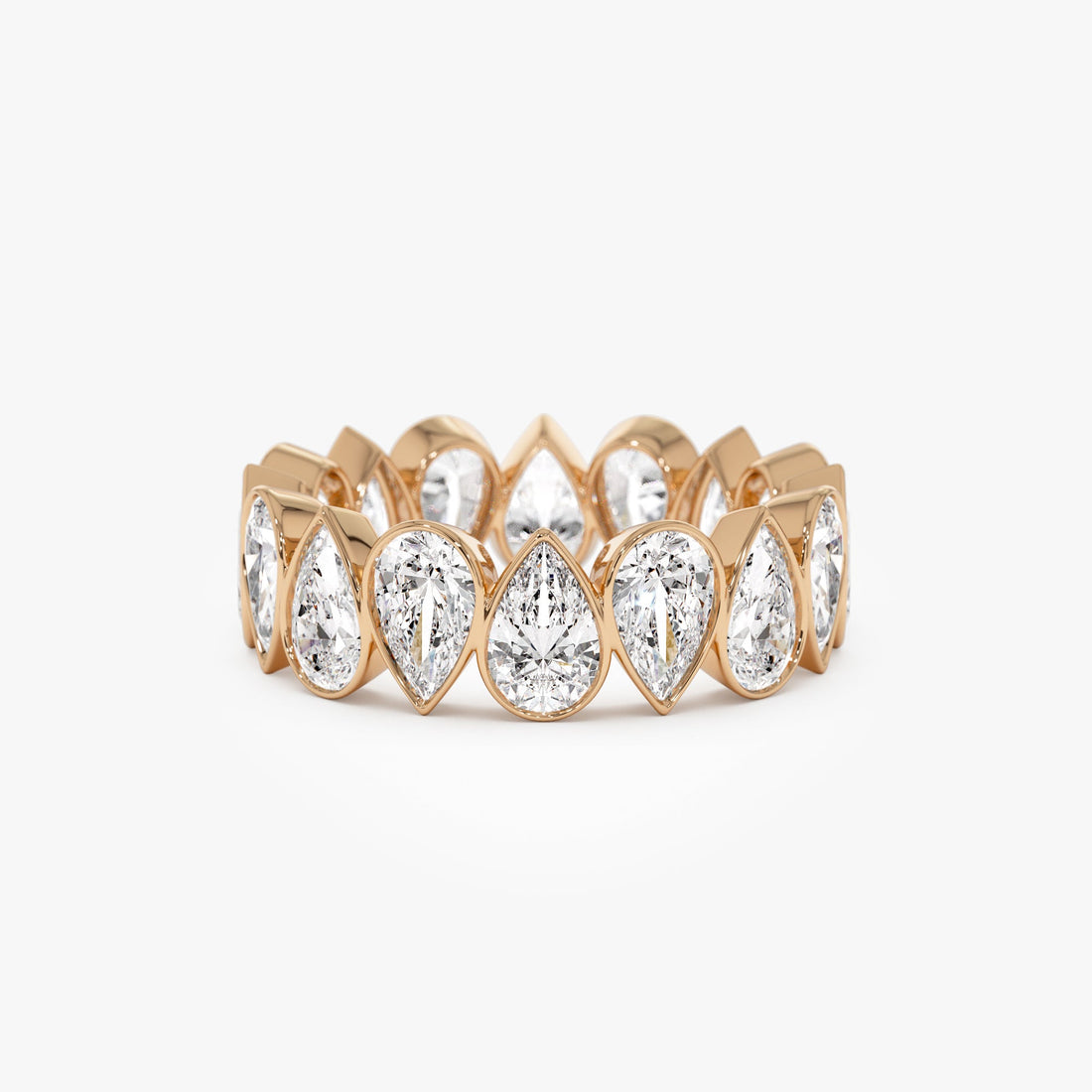 Bezel Setting Pear Shaped Lab Grown Diamond Eternity Ring
