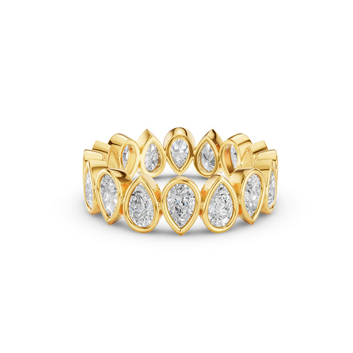 Bezel Setting Pear Shaped Lab Grown Diamond Eternity Ring