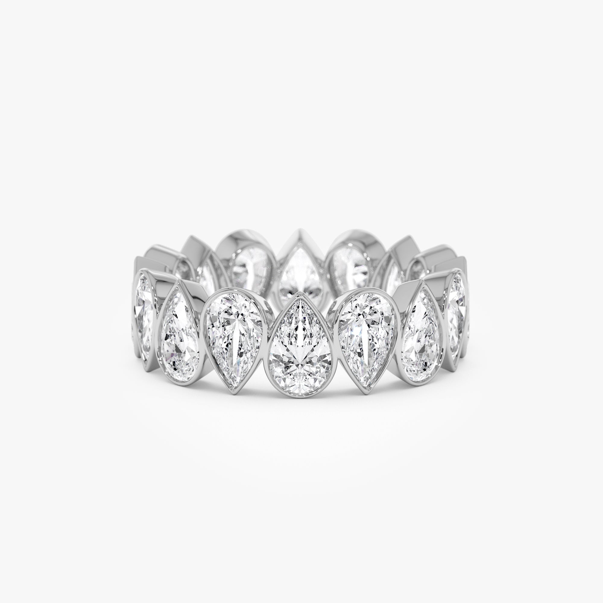 Bezel Setting Pear Shaped Lab Grown Diamond Eternity Ring