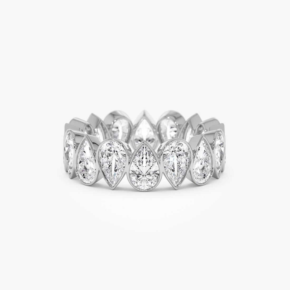 Bezel Setting Pear Shaped Lab Grown Diamond Eternity Ring